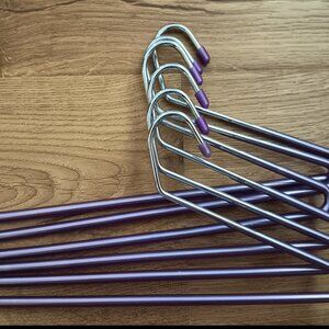 6 Purple Heavy Duty Trouser Slack Pants Hangers Metal Open End Non-Slip EC